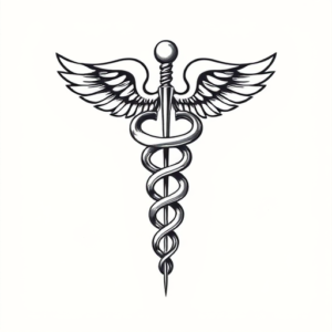 Stick-And-Poke Caduceus Tattoo