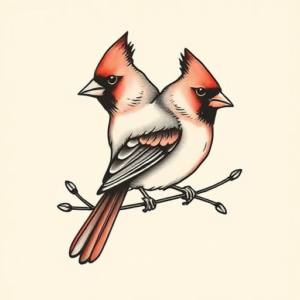 Stick-And-Poke Cardinal Tattoo