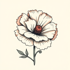 Stick-And-Poke Carnation Tattoo