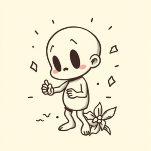 Stick-And-Poke Cartoon Tattoo