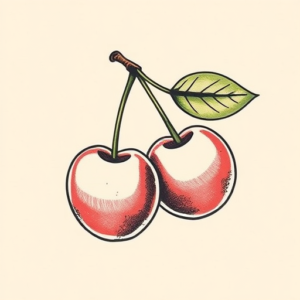 Stick-And-Poke Cherry Tattoo