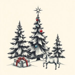 Stick-And-Poke Christmas Tattoo