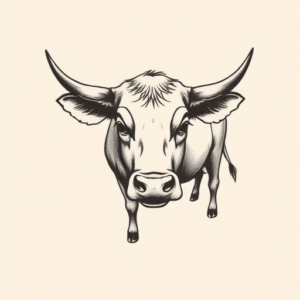 Stick-And-Poke Cow Tattoo