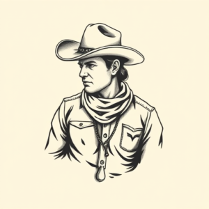 Stick-And-Poke Cowboy Tattoo