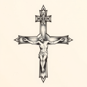 Stick-And-Poke Crucifix Tattoo