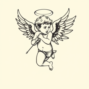 Stick-And-Poke Cupid Tattoo