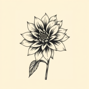 Stick-And-Poke Dahlia Tattoo