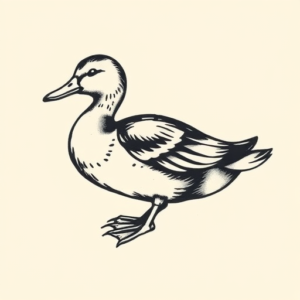 Stick-And-Poke Duck Tattoo