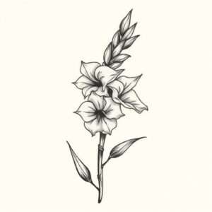 Stick-And-Poke Gladiolus Tattoo