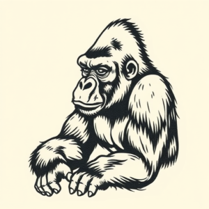 Stick-And-Poke Gorilla Tattoo