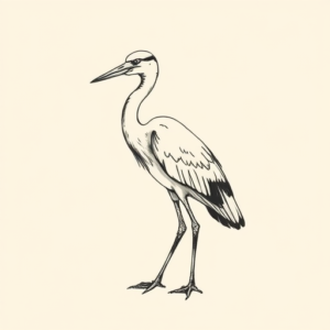 Stick-And-Poke Heron Tattoo