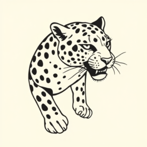 Stick-And-Poke Jaguar Tattoo