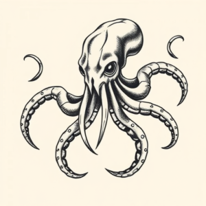 Stick-And-Poke Kraken Tattoo