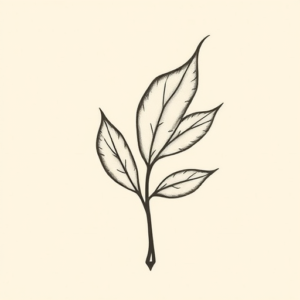 Stick-And-Poke Leaf Tattoo