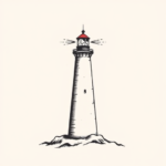 Stick-And-Poke Lighthouse Tattoo