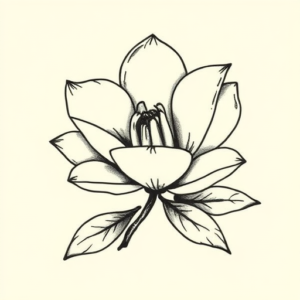 Stick-And-Poke Magnolia Tattoo