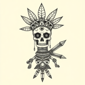 Stick-And-Poke Mictlantecuhtli Tattoo