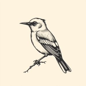 Stick-And-Poke Mockingbird Tattoo