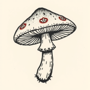 Stick-And-Poke Mushroom Tattoo
