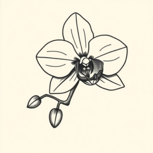 Stick-And-Poke Orchid Tattoo