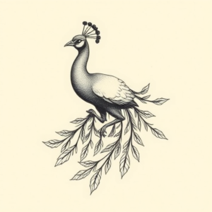 Stick-And-Poke Peacock Tattoo