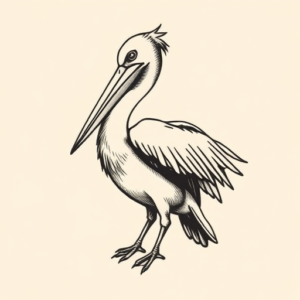 Stick-And-Poke Pelican Tattoo