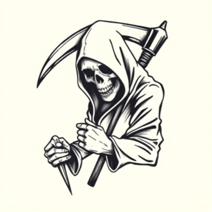 Stick-And-Poke Reaper Tattoo