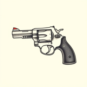 Stick-And-Poke Revolver Tattoo