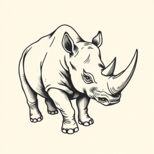 Stick-And-Poke Rhino Tattoo