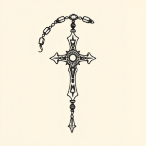 Stick-And-Poke Rosary Tattoo