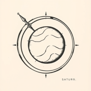 Stick-And-Poke Saturn Tattoo