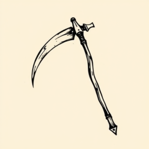 Stick-And-Poke Scythe Tattoo