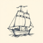 Stick-And-Poke Ship Tattoo