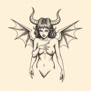 Stick-And-Poke Succubus Tattoo