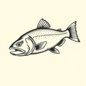 Stick-And-Poke Trout Tattoo