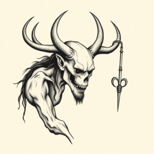 Stick-And-Poke Wendigo Tattoo