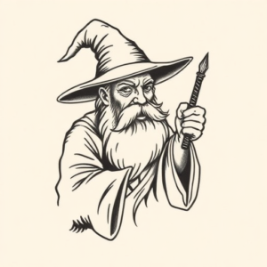 Stick-And-Poke Wizard Tattoo