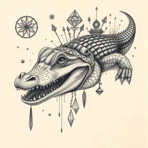 Surrealism Alligator Tattoo