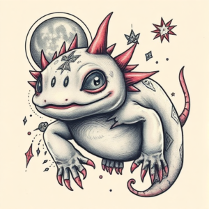 Surrealism Axolotl Tattoo