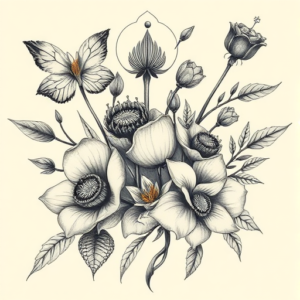 Surrealism Botanical Tattoo