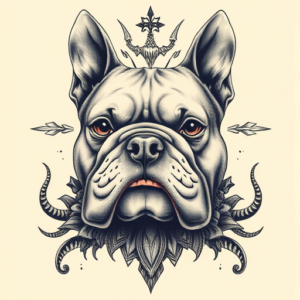 Surrealism Bulldog Tattoo