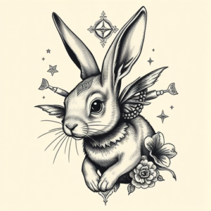 Surrealism Bunny Tattoo