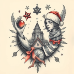 Surrealism Christmas Tattoo