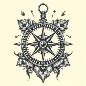 Surrealism Compass Tattoo