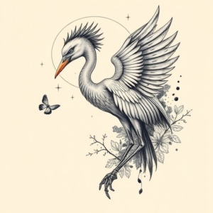 Surrealism Crane Tattoo