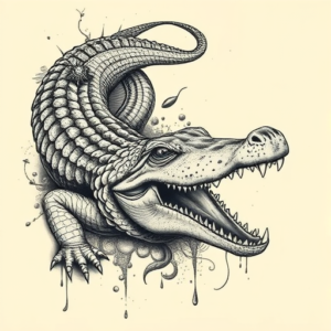 Surrealism Crocodile Tattoo