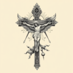 Surrealism Crucifix Tattoo