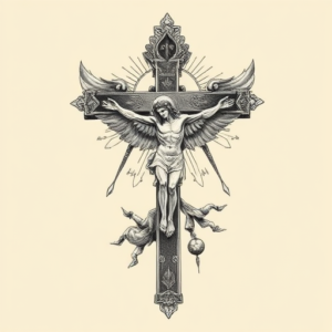 Surrealism Crucifix Tattoo