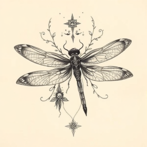 Surrealism Dragonfly Tattoo