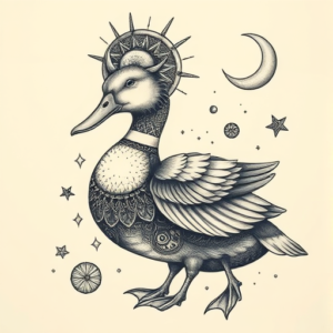 Surrealism Duck Tattoo